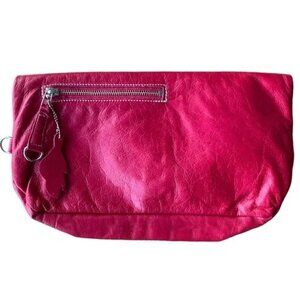 Roots Pink Leather Clutch Purse